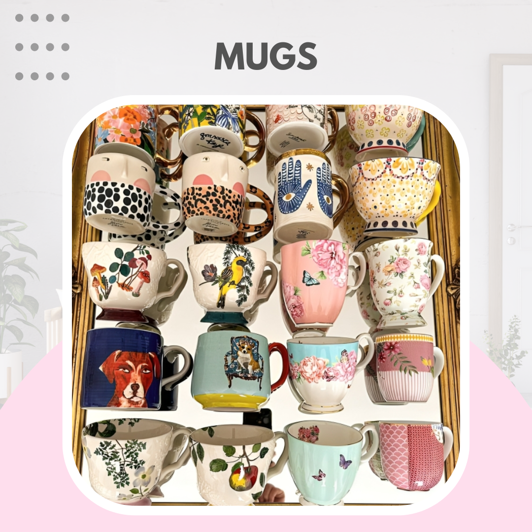 Vintage Bone Floral Mugs / Soup Mugs / Kids Mugs