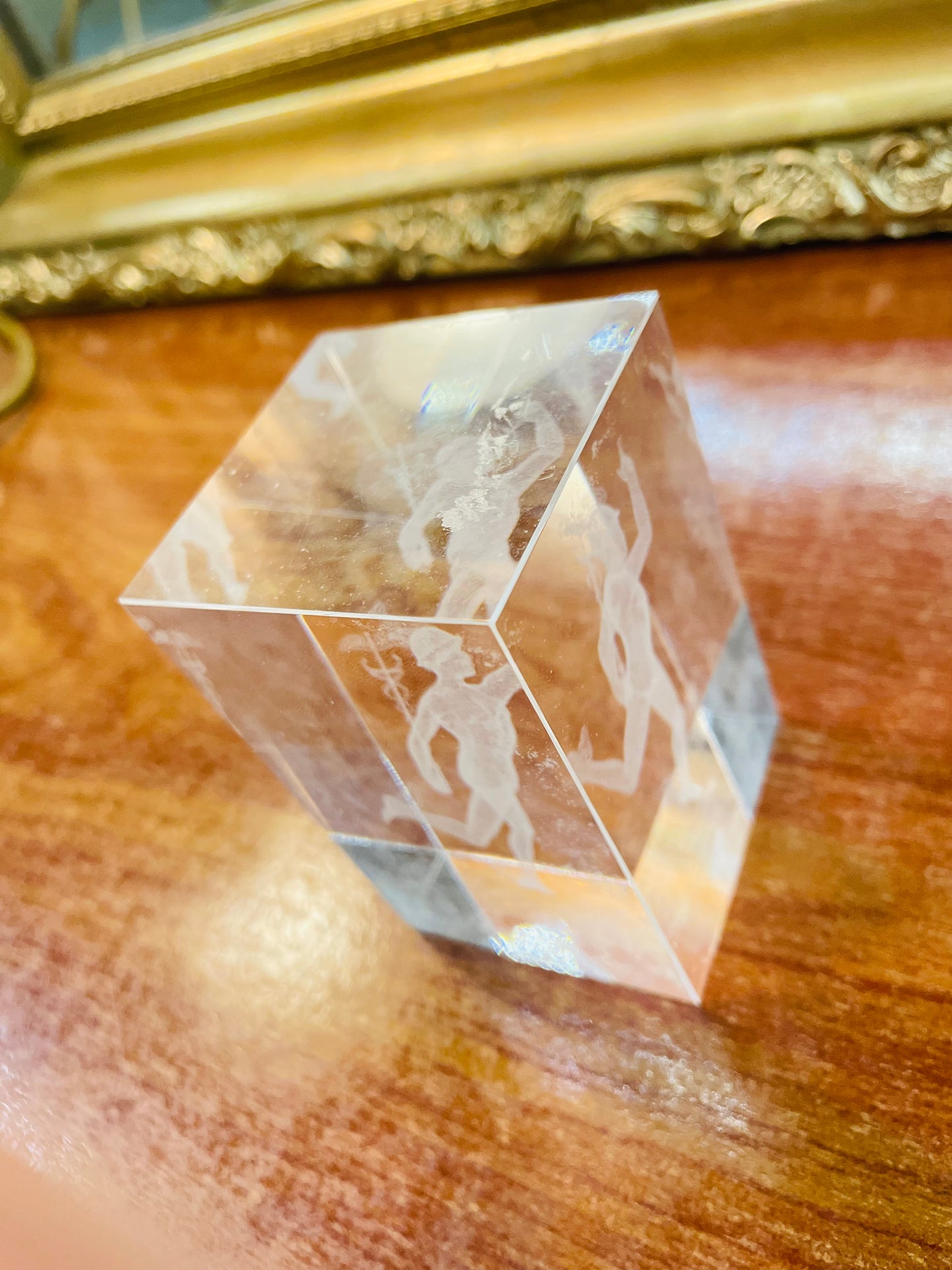 Antique 3D clear crystal paperweight, England