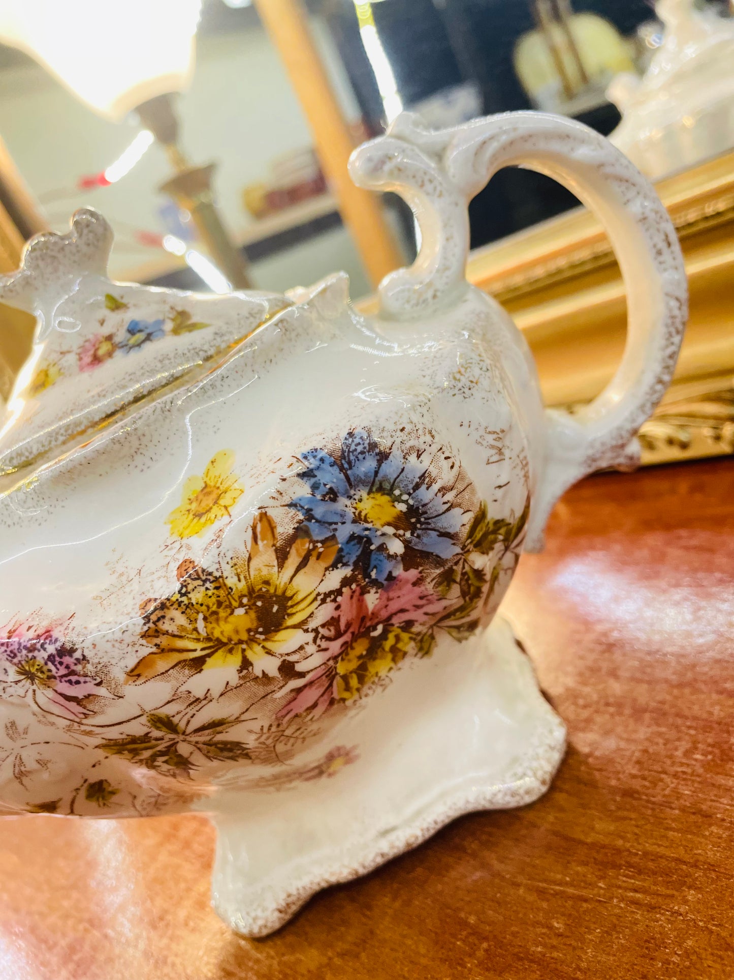 Antique Fine porcelain floral tea pot, England