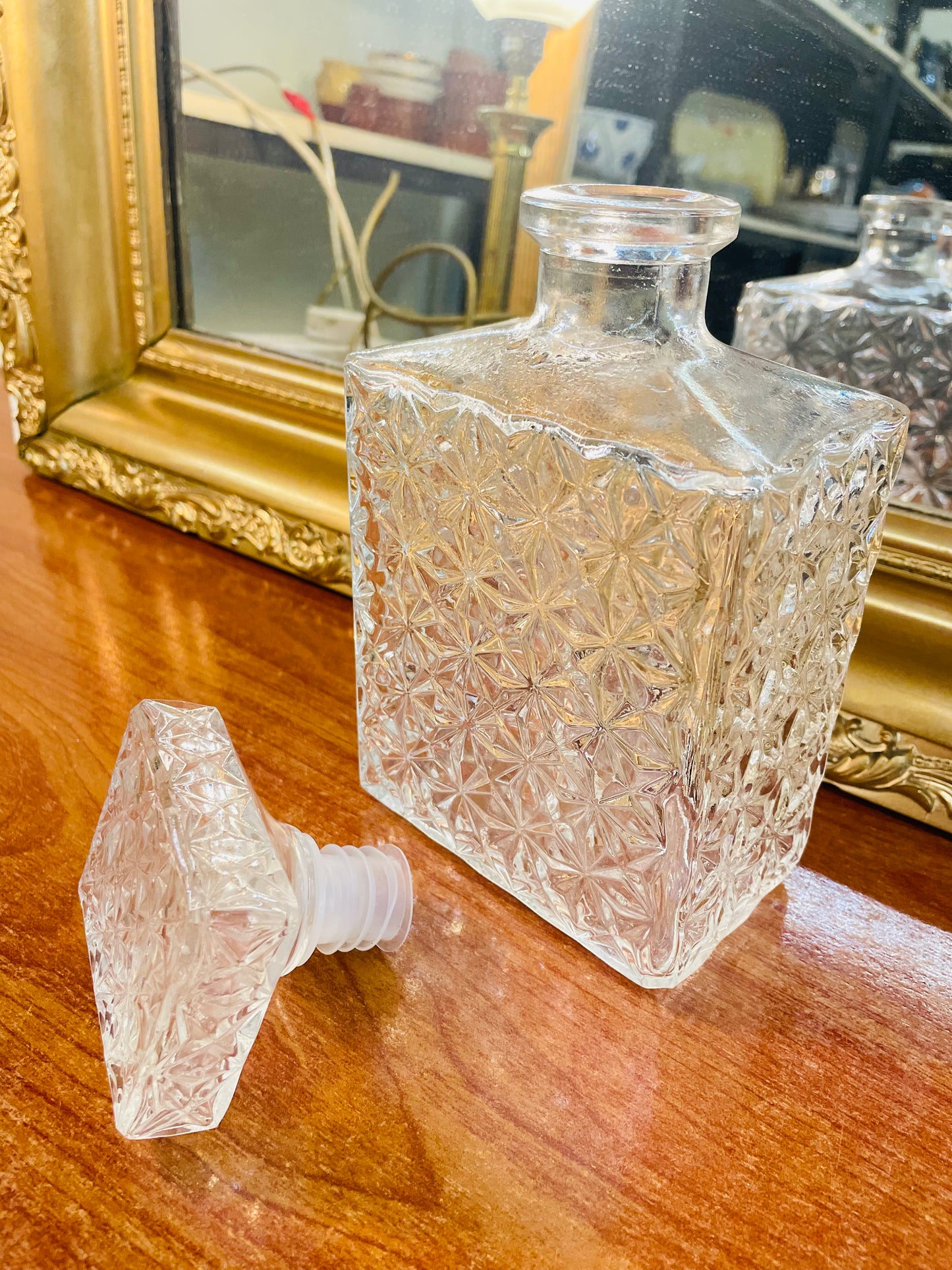 Antique crystal decanter with airtight lid , England