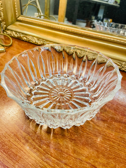 Vintage Crystal Glass Bowl, 6 persons Serving, Dessert Bowl / Serving Bowl France