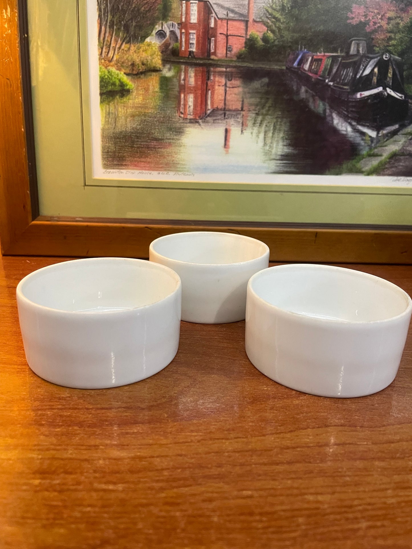 Set of 3 white porcelain rumkins, England