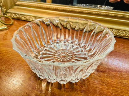 Vintage Crystal Glass Bowl, 6 persons Serving, Dessert Bowl / Serving Bowl France