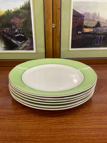 Set of 6 Pytex lime green dinner plates, Royal Tudor Ware England, Oven Safe, Porcelain