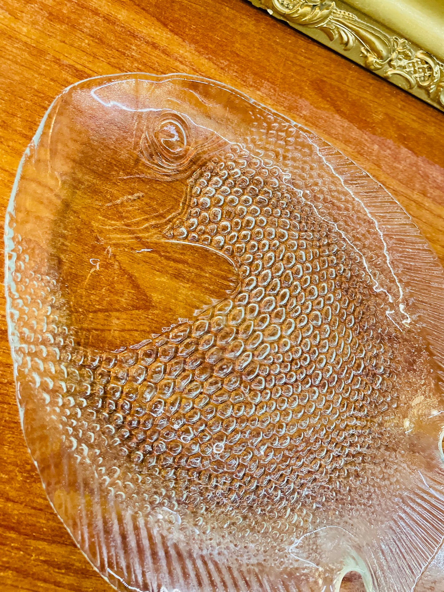 Antique Arcoroc France’s crystal fish-shaped platter , England