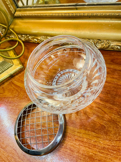 Beautiful Vintage Crystal Container with Sterling Silver Cover, Candy Jar / Vase, Large Size, England