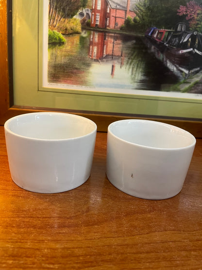 Set of 2 white porcelain rumkins, England