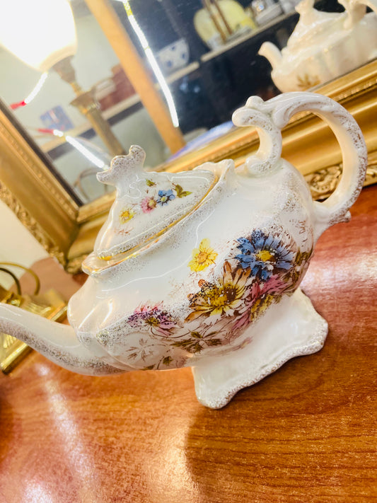 Antique Fine porcelain floral tea pot, England