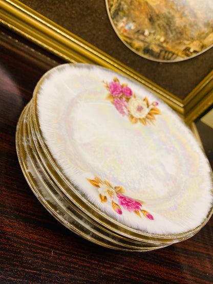 Set of 6 Quarter Plates, floral, Ceramic Oven Safe, England