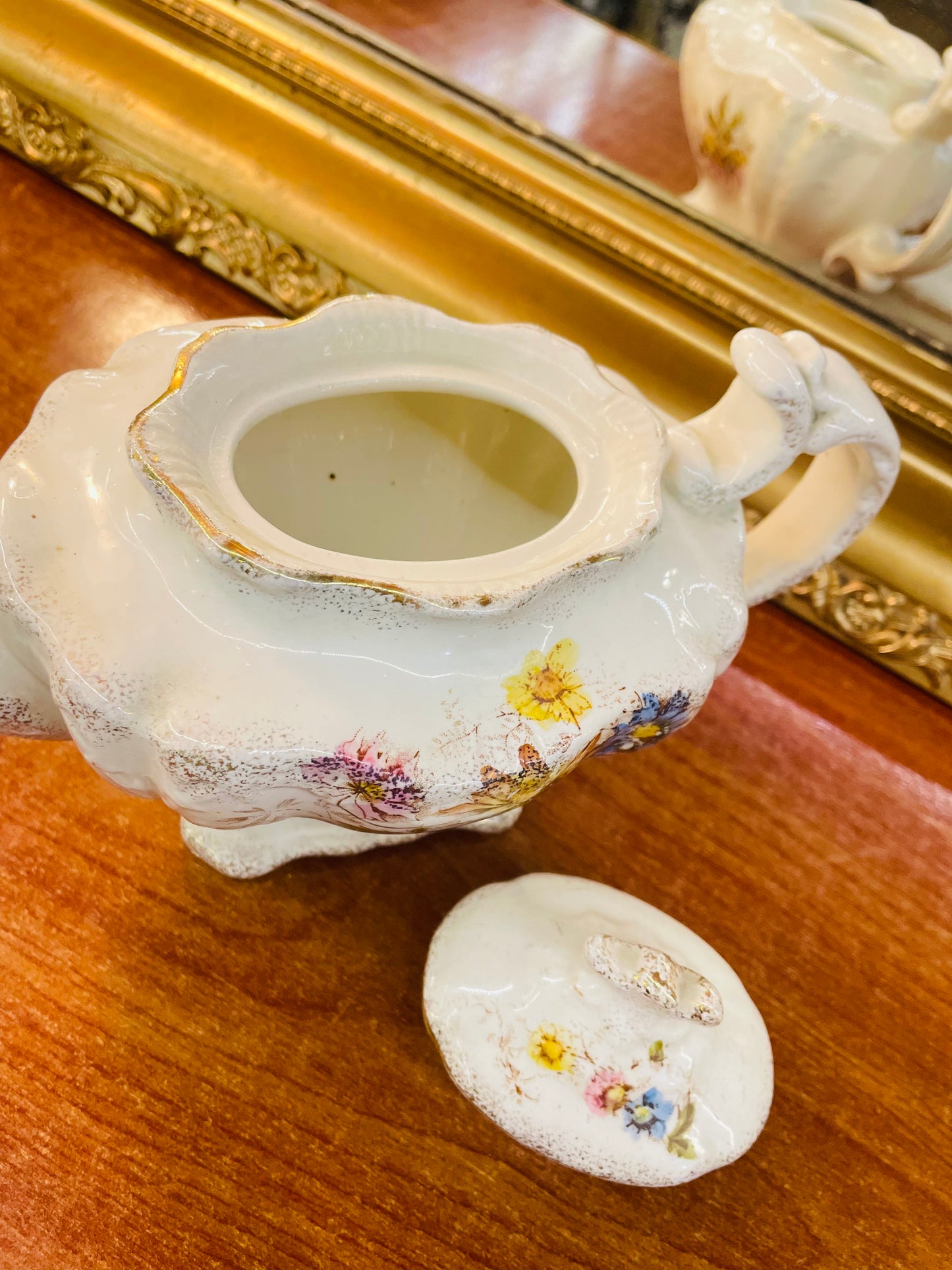 Antique Fine porcelain floral tea pot, England