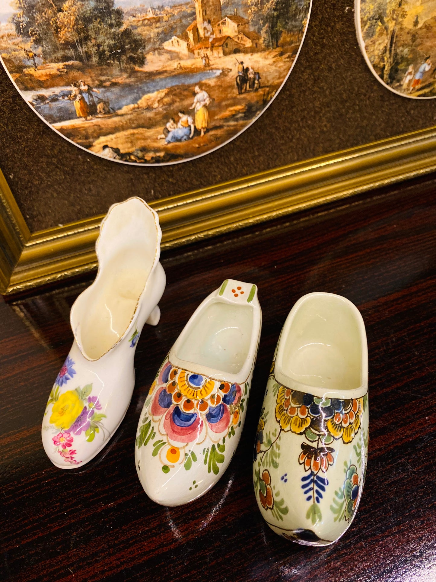 Deal of 3, Antique ceramic shoes , miniature shoes