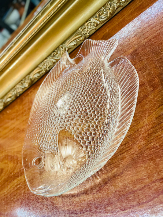 Antique Arcoroc France’s crystal fish-shaped platter , England