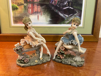 Pair of 2 porcelain “ elegant ballerina “ dolls, England