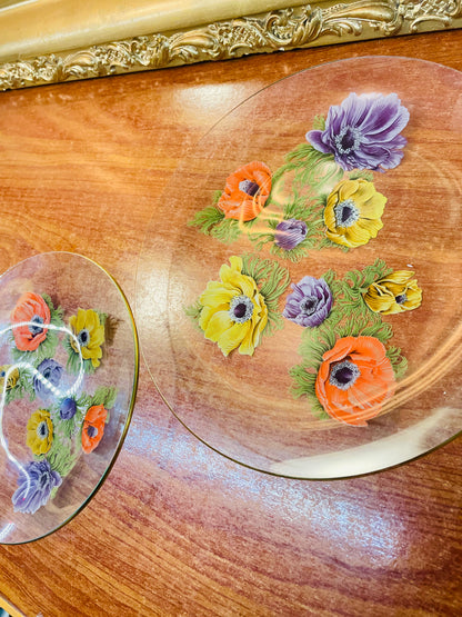 Set of 2 Antique Pilkingon crystal platters , In 2 different sizes, England