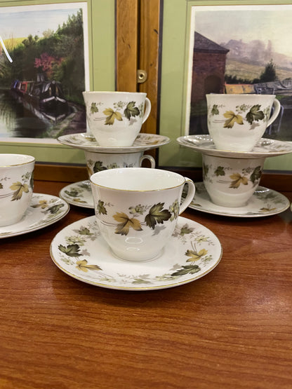 Set of 8 Royal Doultan “ larchmont” collections cups & saucers, England