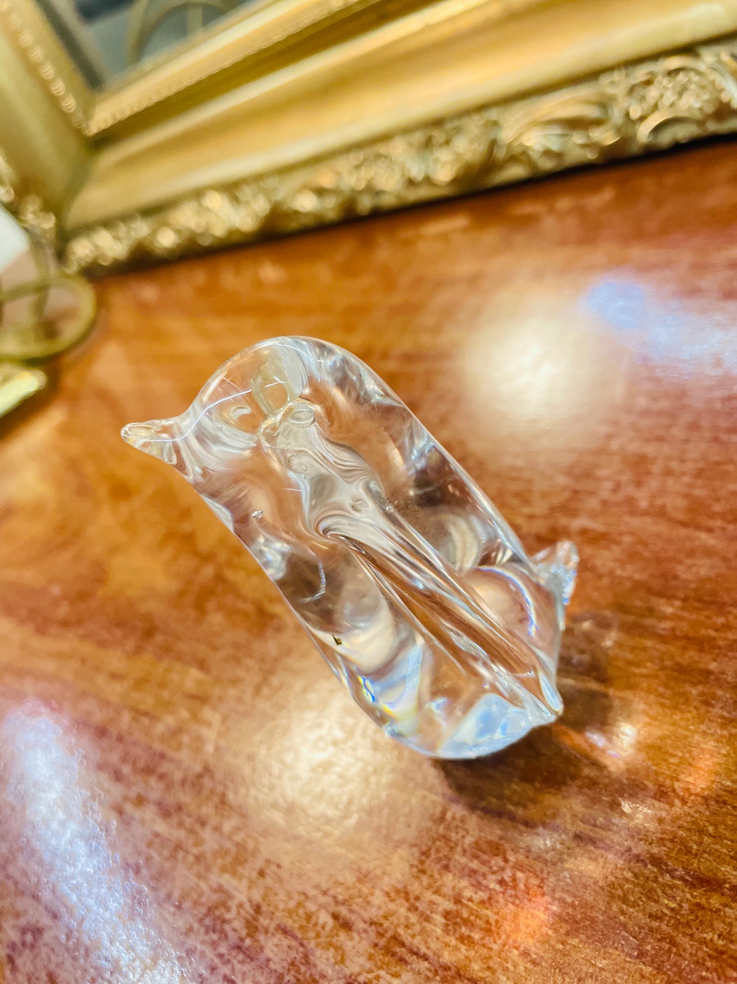 Antique 3D crystal penguin figurine,England