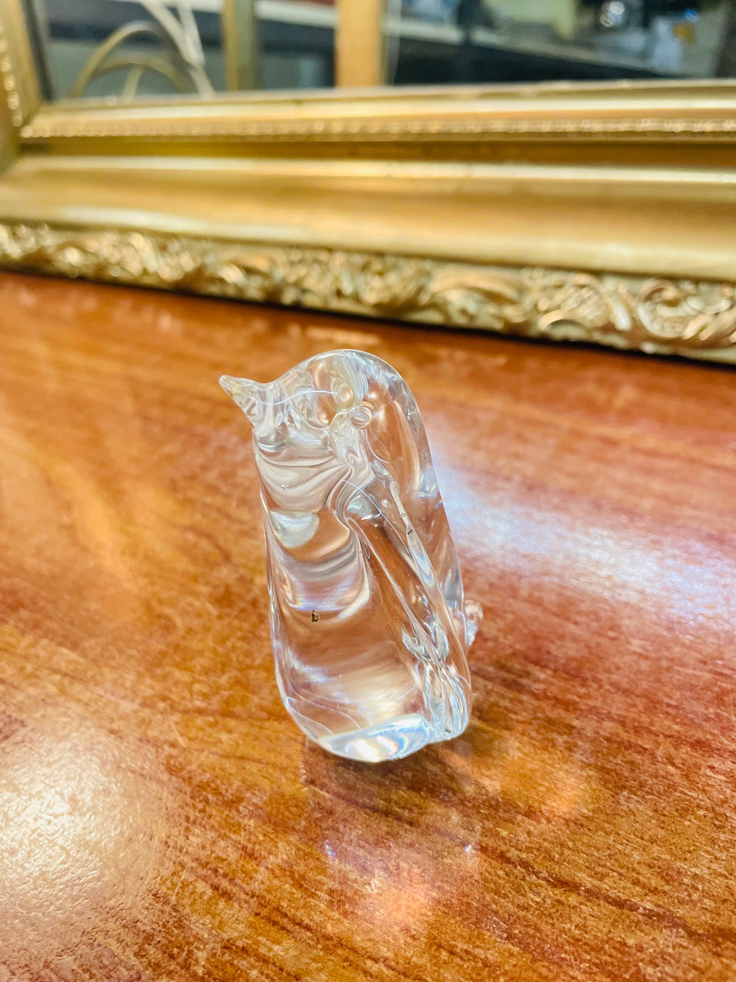 Antique 3D crystal penguin figurine,England