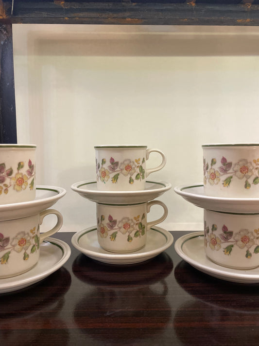 Set of 6  Marks & Spencer “ autumn leaves” collection’s cup & saucers , Ceramic, England