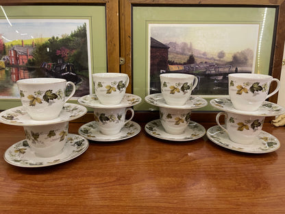 Set of 8 Royal Doultan “ larchmont” collections cups & saucers, England