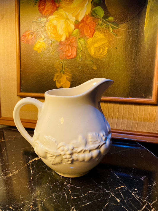 White Fruits Jug / Milk Pot, Ceramic, England