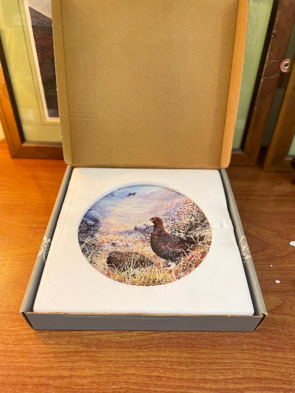 vintage collector's plate Frosty Highland, wall plate, 8.5 inches, with box