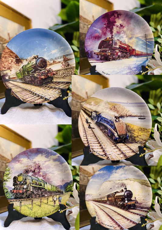 Series of 5pcs - Vintage 19's Davenport Steam train Plate Series - Decorative Wall Plate 8.5 inches