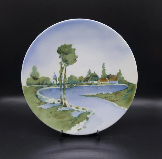 Vintage painted landscape motif - Decorative Wall Plate 12.5 inches