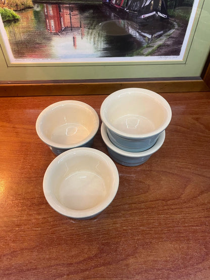 Vintage Emile Henry Beige  Ribbed Ramekins Cups set of 4,England