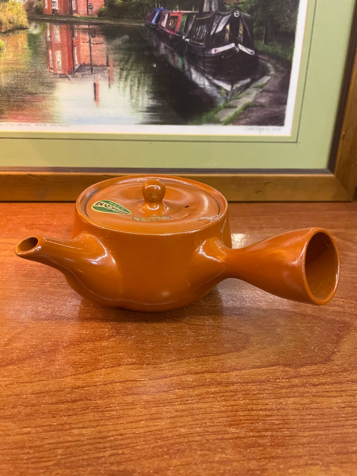 Japanese Tokoname ware teapot, also known as a kyusu.