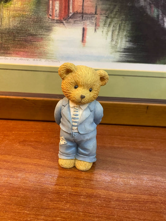 CHERISHED TEDDIE 1997 GET WELL SOON BEAR UNDER THE WEATHER FIGURINE.