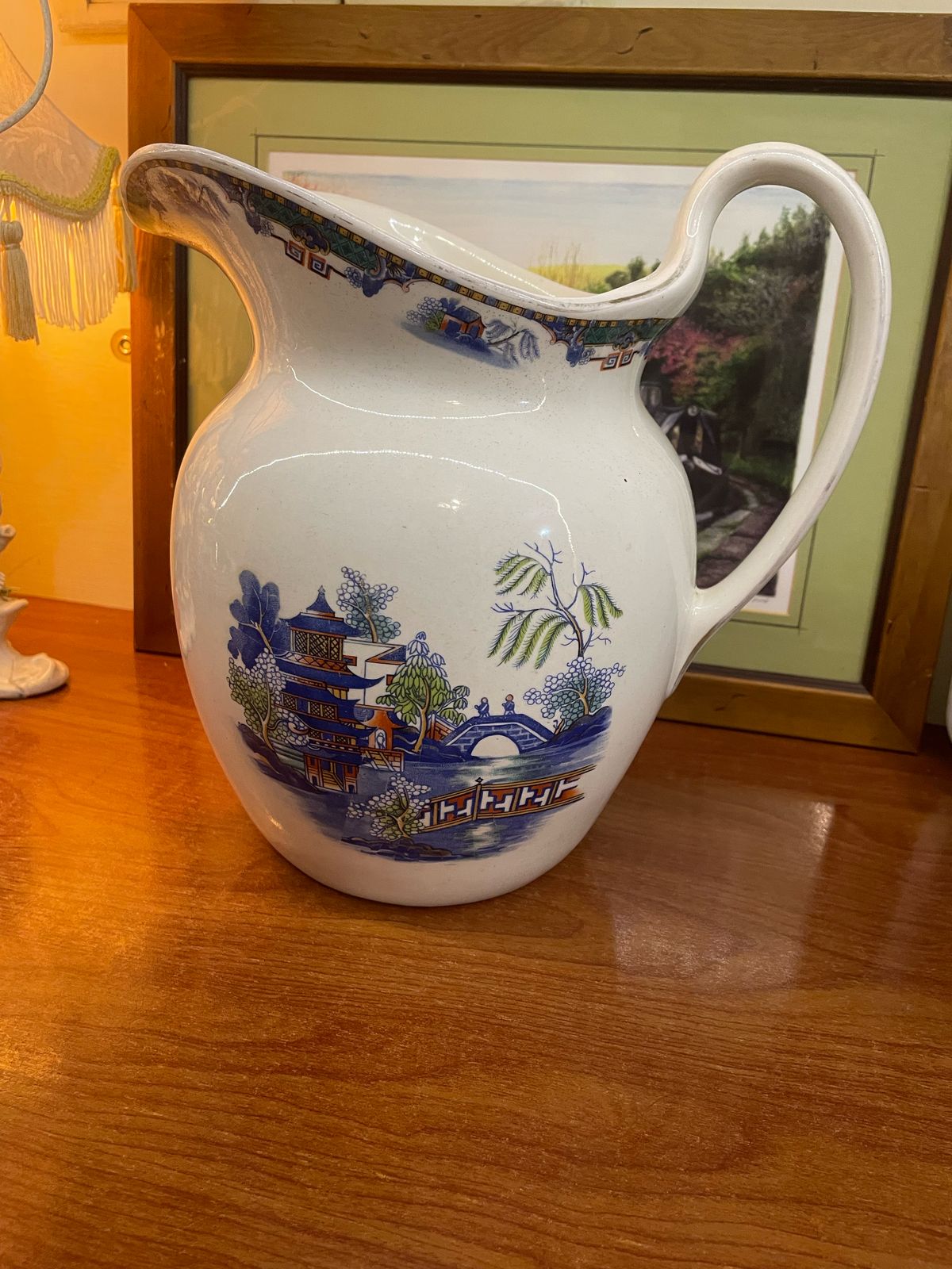 Ceramica De La Cal Pitcher Pottery Hand Painted in Puente Spain and Signed.