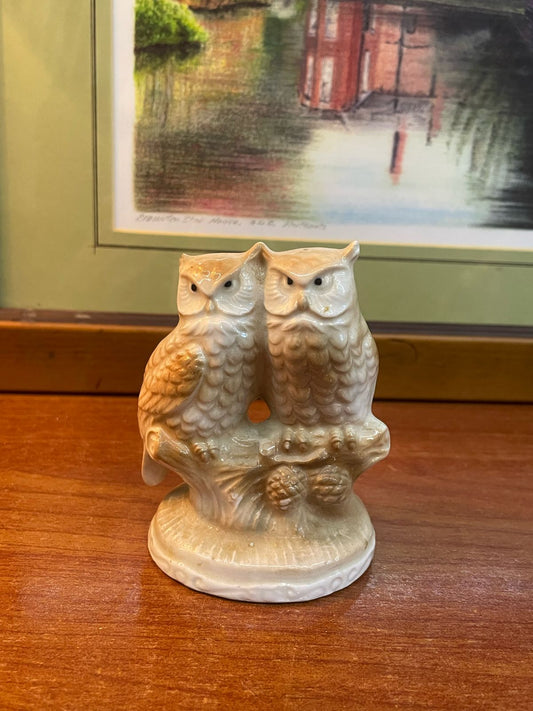 Otagiri Owls Pair On Branch OMC Figurine Vintage.