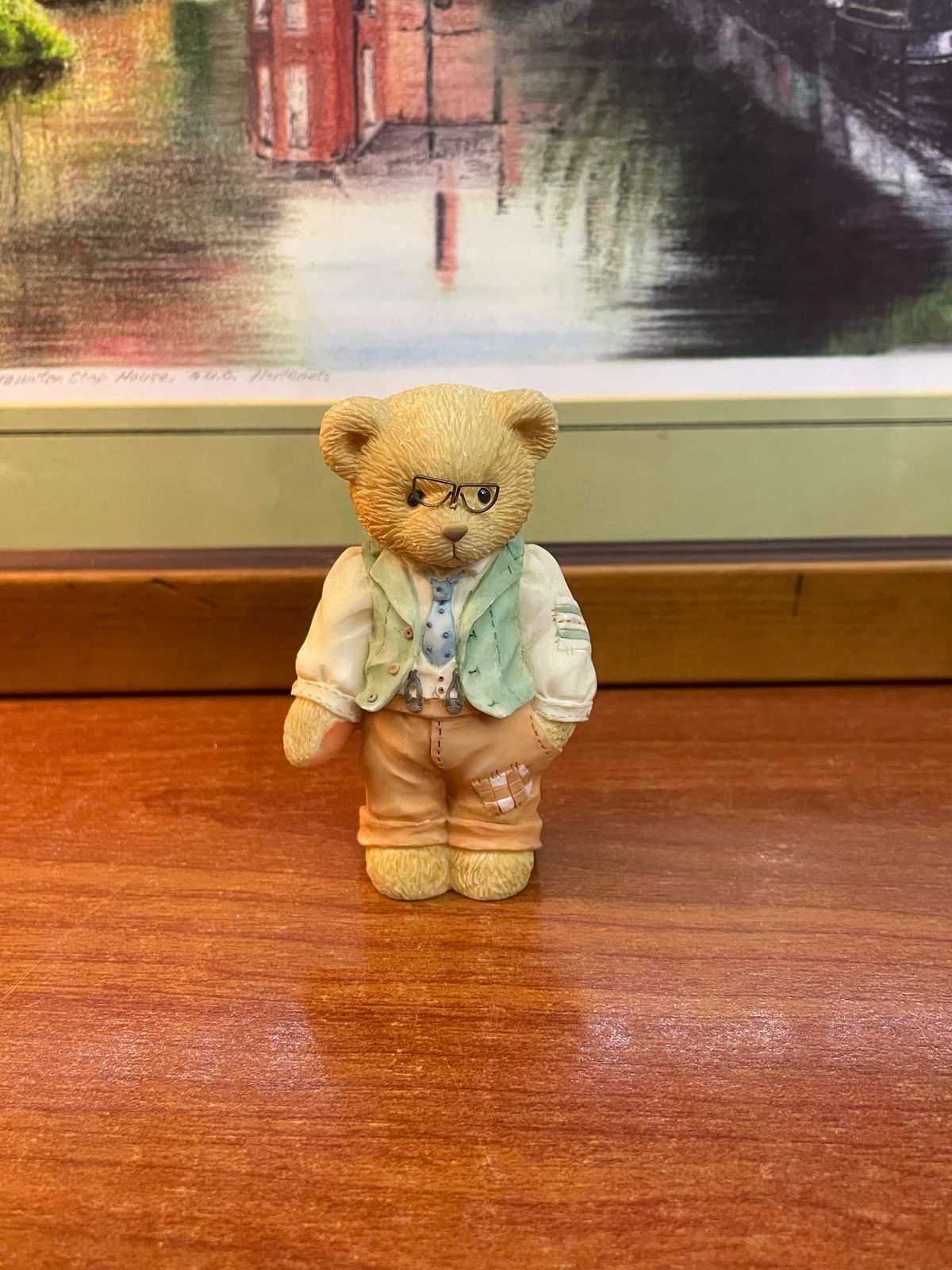 CHERISHED TEDDIE 1997 GET WELL SOON BEAR UNDER THE WEATHER FIGURINE.