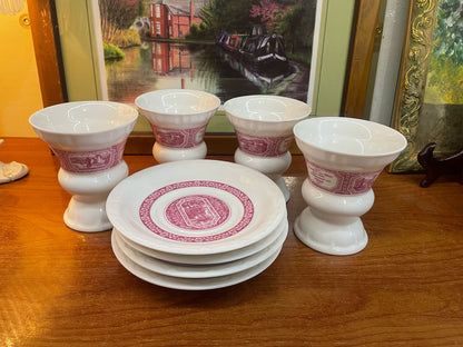 Set 4 Genuine Rüdesheim Tall Coffee Cups with Saucers, Heinrich Germany .