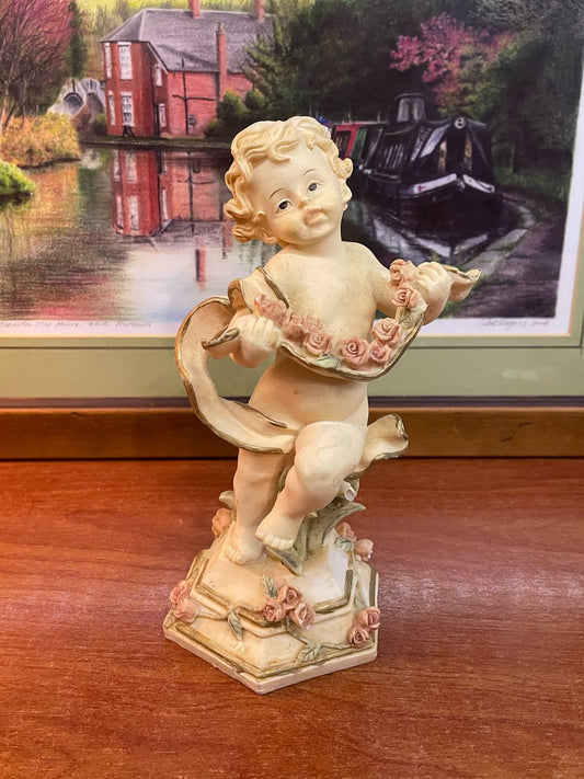 Capodimonte Porcelain Figurine Cherub Angel 7.5"