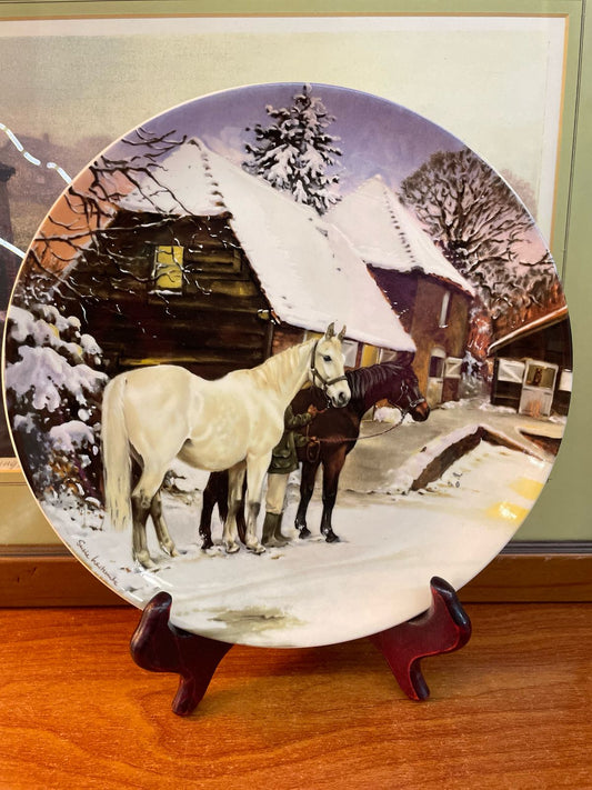 Spode Christmas plate 1990, Christmas Eve, the Noble Horse Christmas Collection, wall plate 8.5 inches